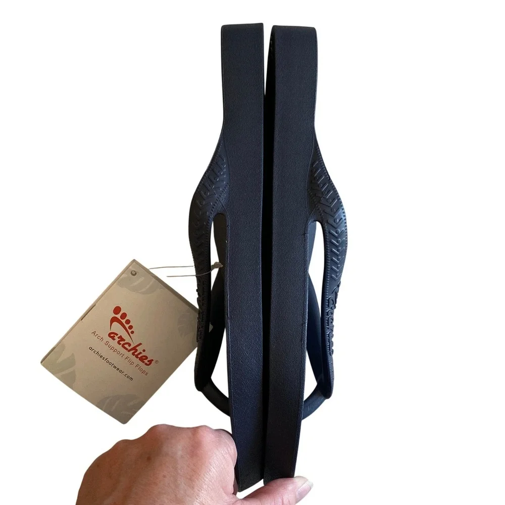 Archies Mens Flip Flops Size 11 Navy Blue Arch Support Comfort Thong Sandals NWT
